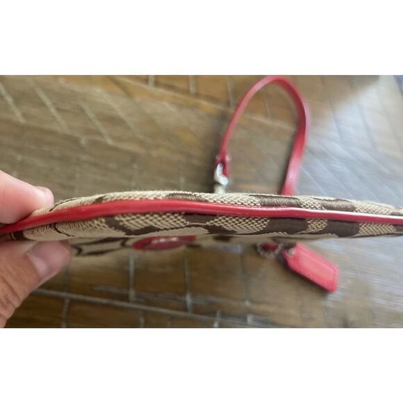 Coach Signature Wristlet - Red and Brown - Picture 7 of 10